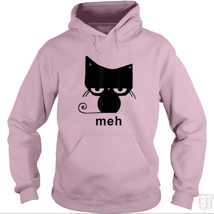 Meh Black Cat Funny Hoodie