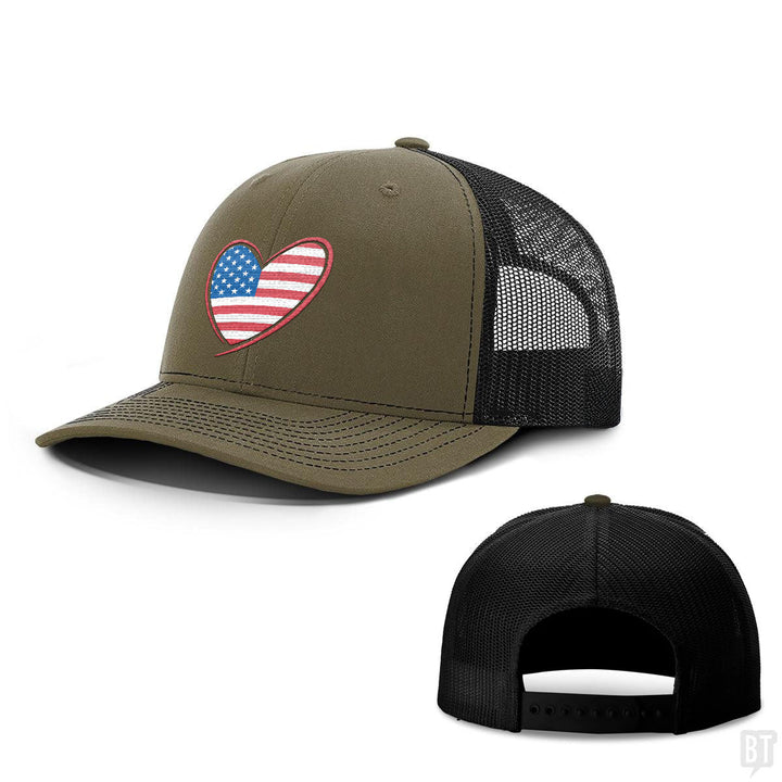 Heart US Flag Hats