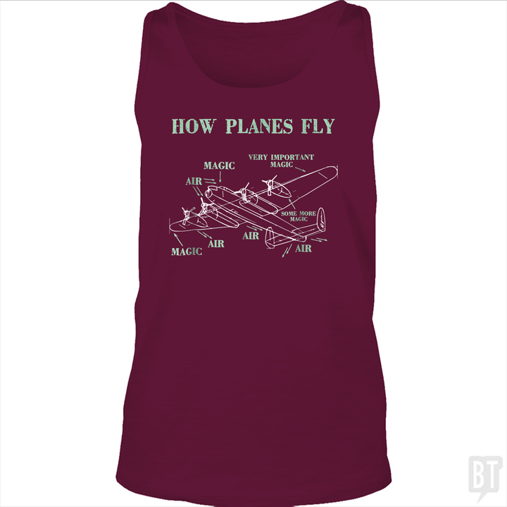 How Planes Fly Funny Aerospace Engineer Pilot Tank Top