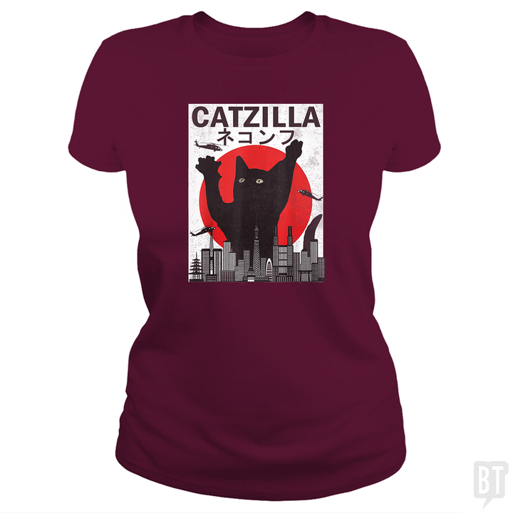 Vintage Catzilla Japanese Sunset