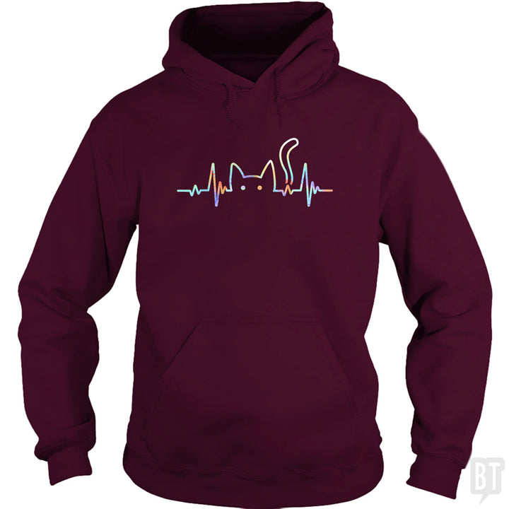 Heartbeat Cat Lover Hoodie
