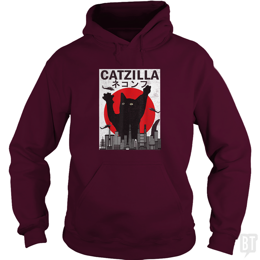 Vintage Catzilla Japanese Sunset Hoodie
