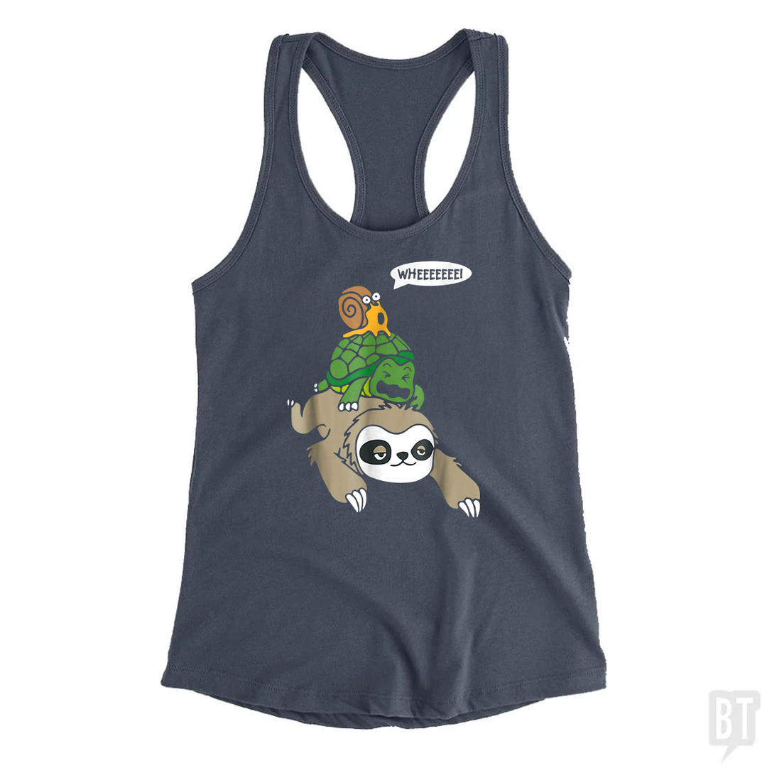 Funny Snail Ridding Turtle Ridding Sloth Tank Top