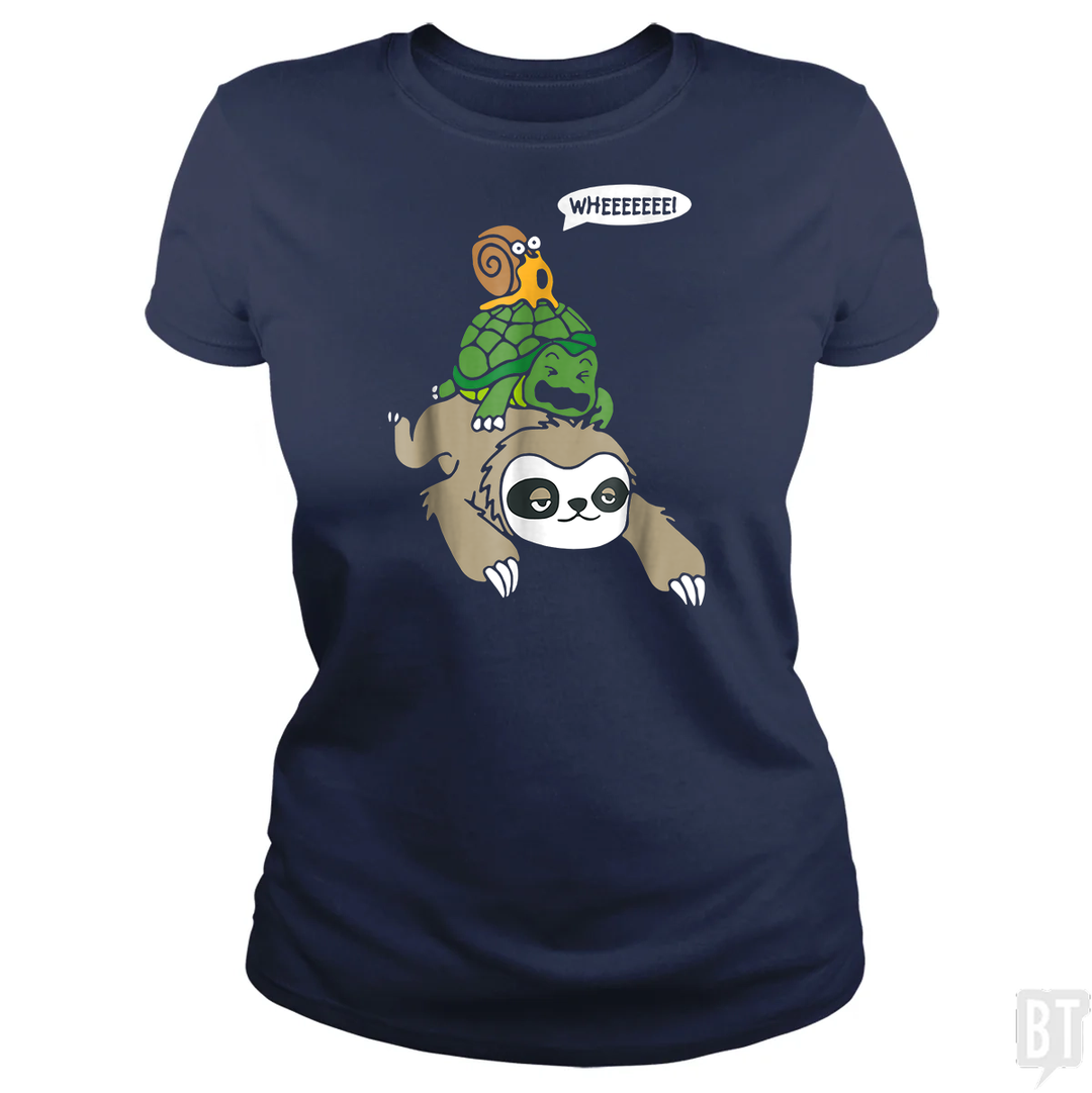 Funny Snail Ridding Turtle Ridding Sloth