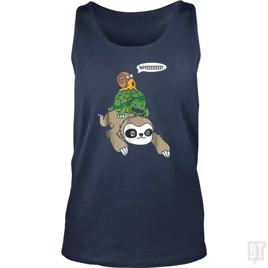 Funny Snail Ridding Turtle Ridding Sloth Tank Top