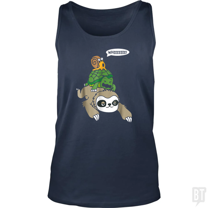 Funny Snail Ridding Turtle Ridding Sloth Tank Top