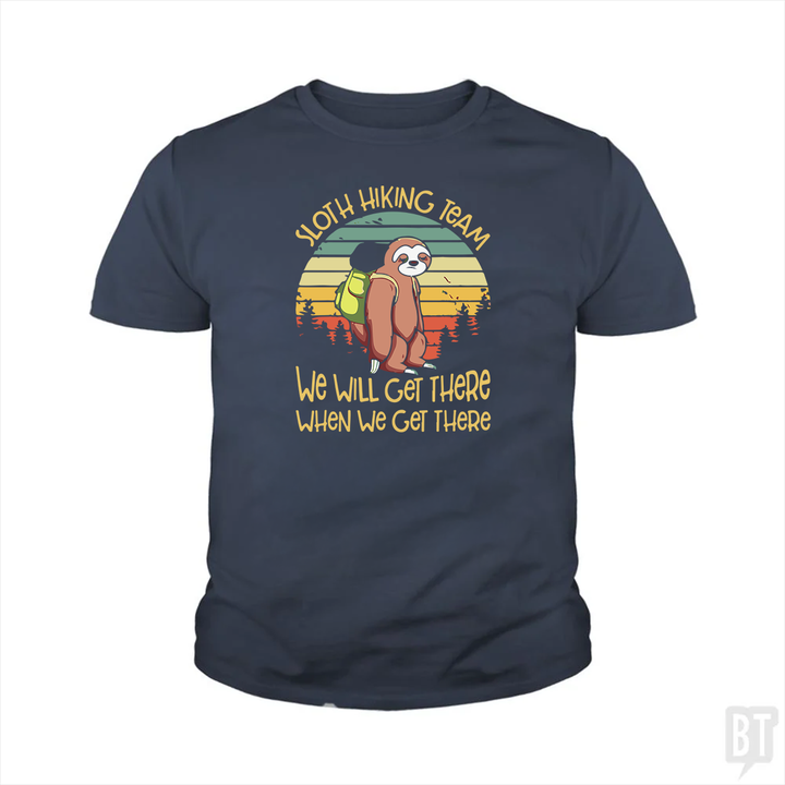 Funny Sloth Hiking Team #2 Kids Shirt