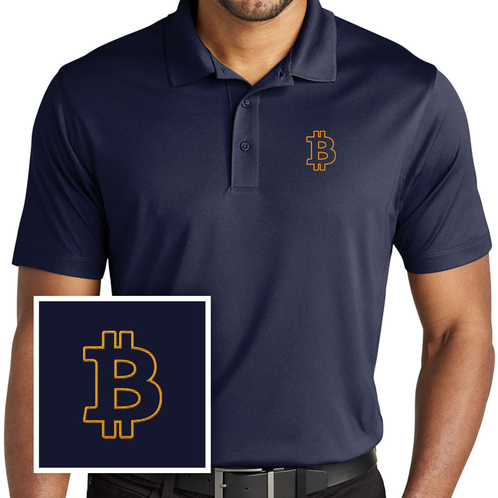 Bitcoin Outline Performance Polo Shirt