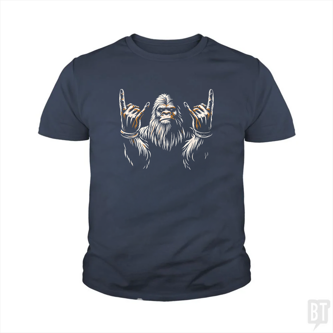 Bigfoot Rock On Kids Shirt