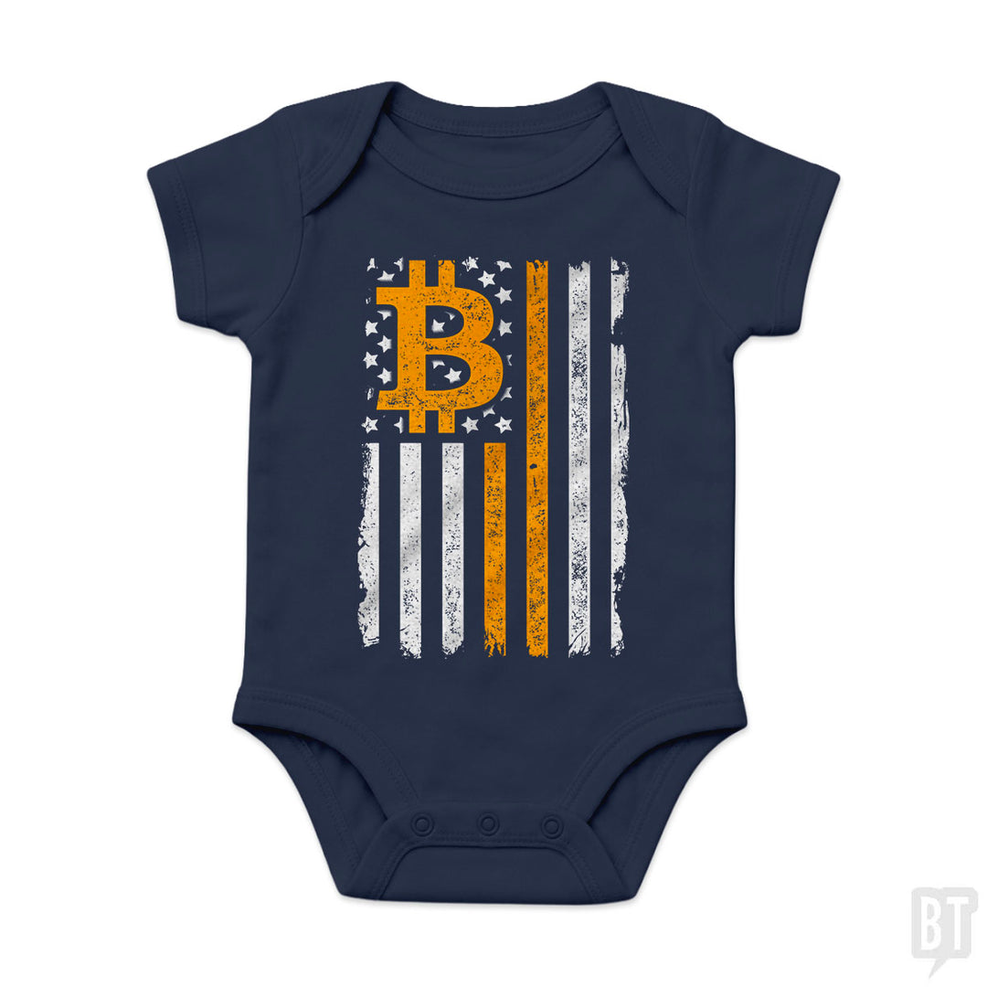 Bitcoin US Flag Baby One-Piece