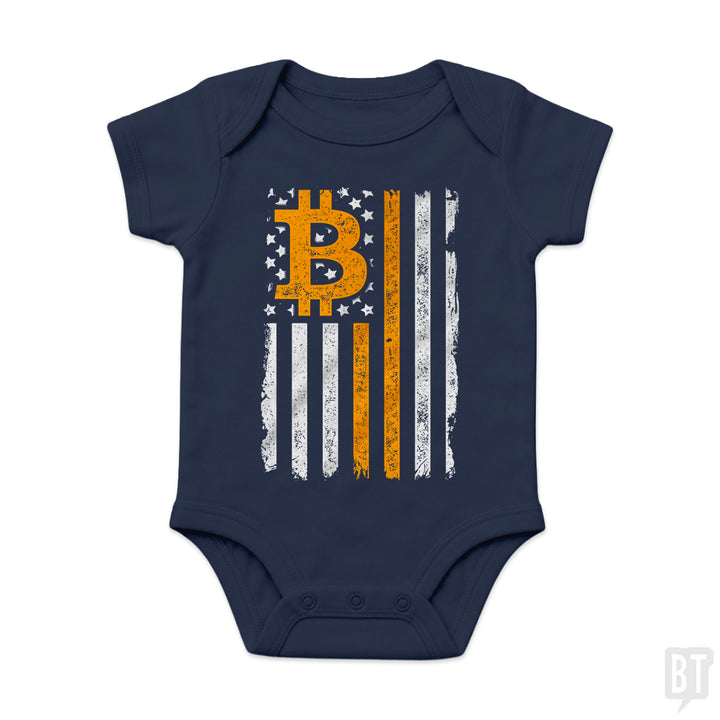 Bitcoin US Flag Baby One-Piece