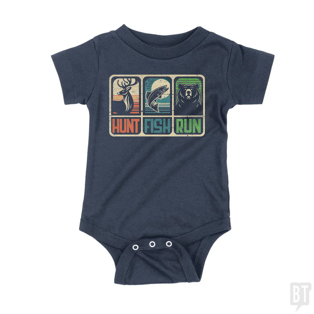Hunt Fish Run Baby One-Piece