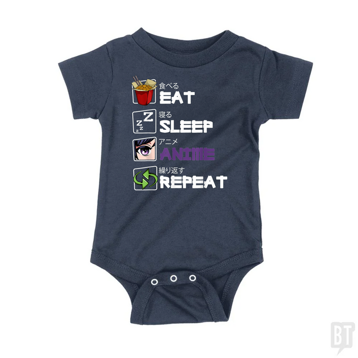 Eat Sleep Anime Repeat Baby One-Piece