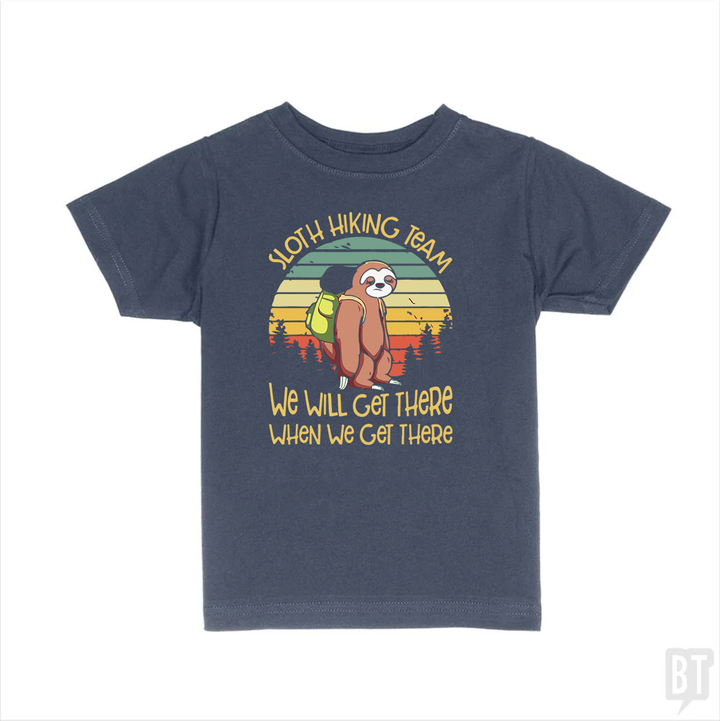 Funny Sloth Hiking Team #2 Kids Shirt