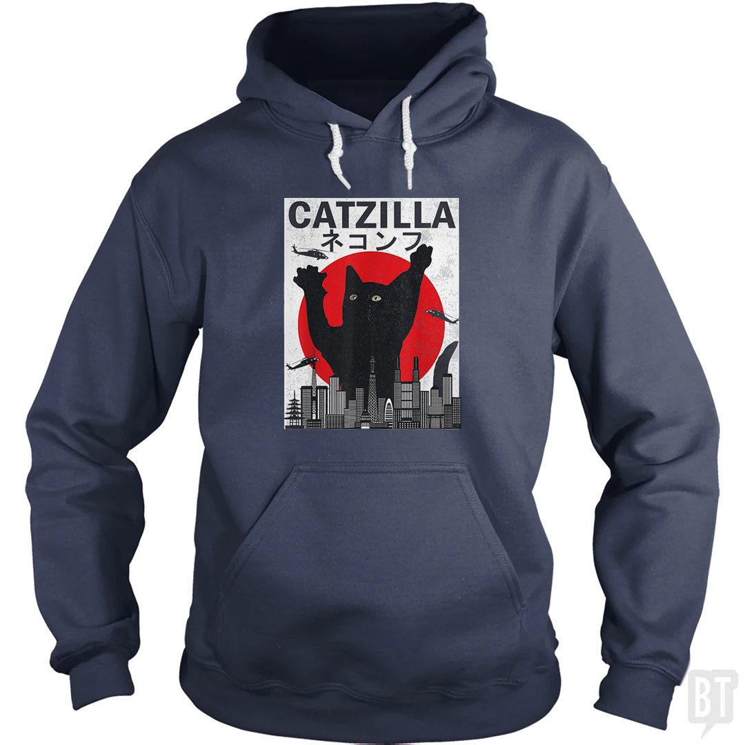 Vintage Catzilla Japanese Sunset Hoodie