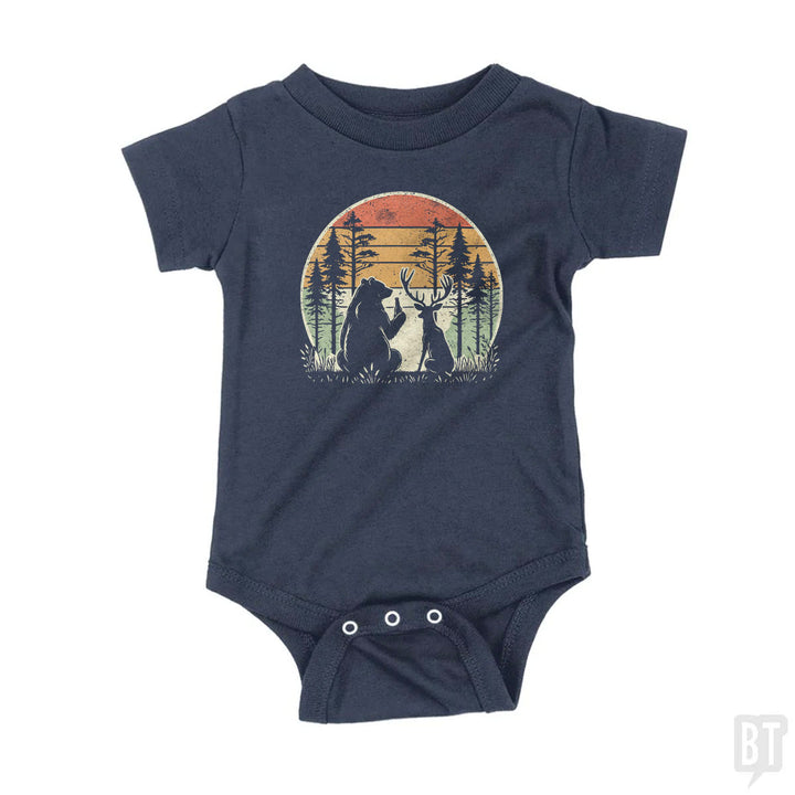 Bear And Deer Share A Beer Baby One-Piece
