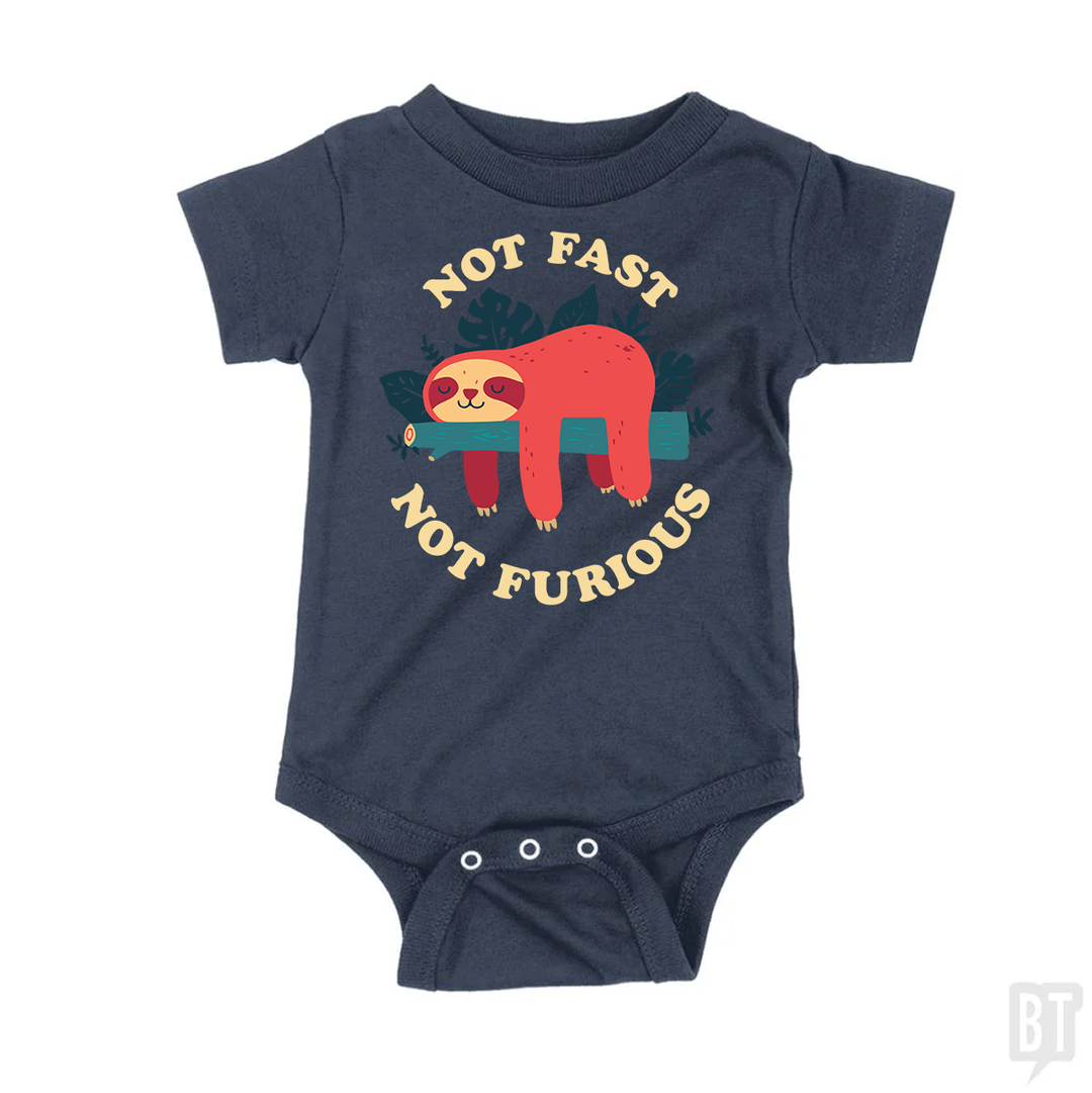 Funny Sloth Not Fast Not Furious Baby One-Piece