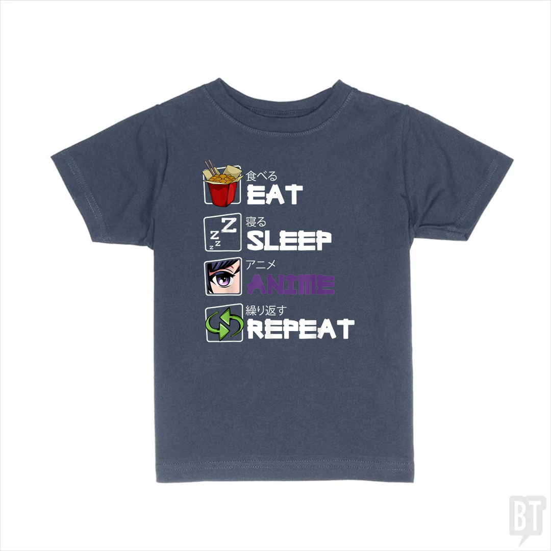Eat Sleep Anime Repeat Kids Shirt