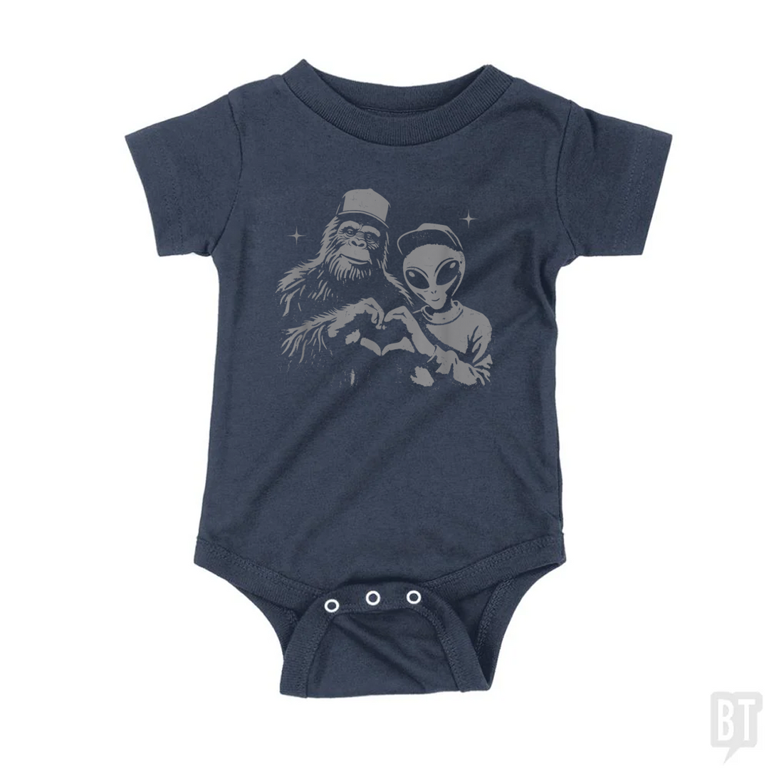 Bigfoot And Alien Baby One-Piece