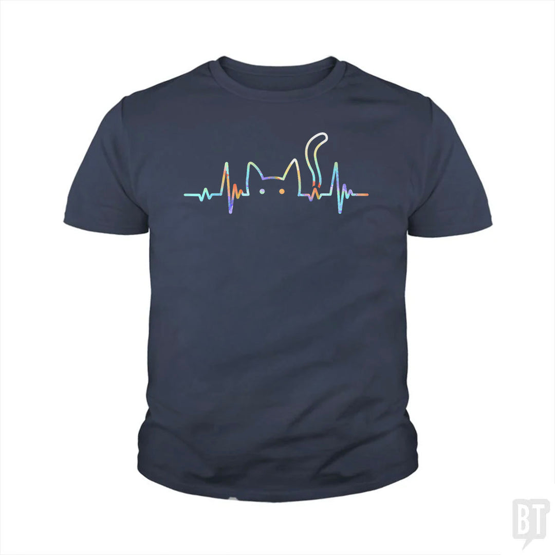 Heartbeat Cat Lover Kids Shirt