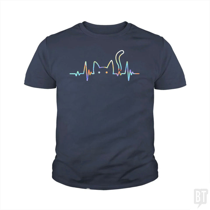 Heartbeat Cat Lover Kids Shirt