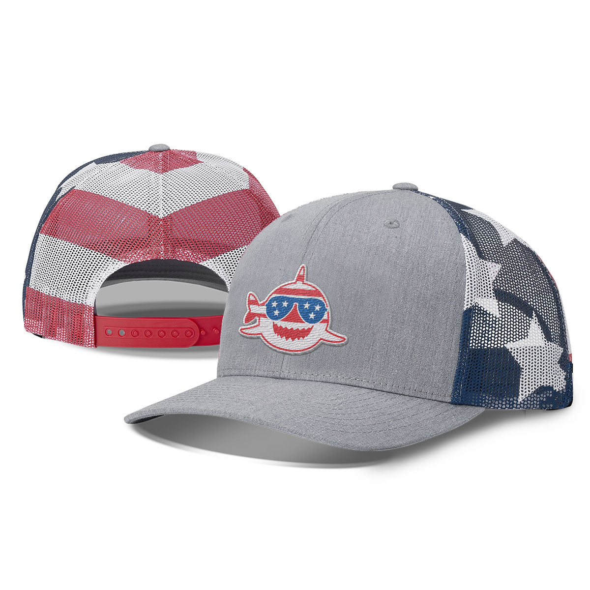 US Flag Shark Patriotic Hats