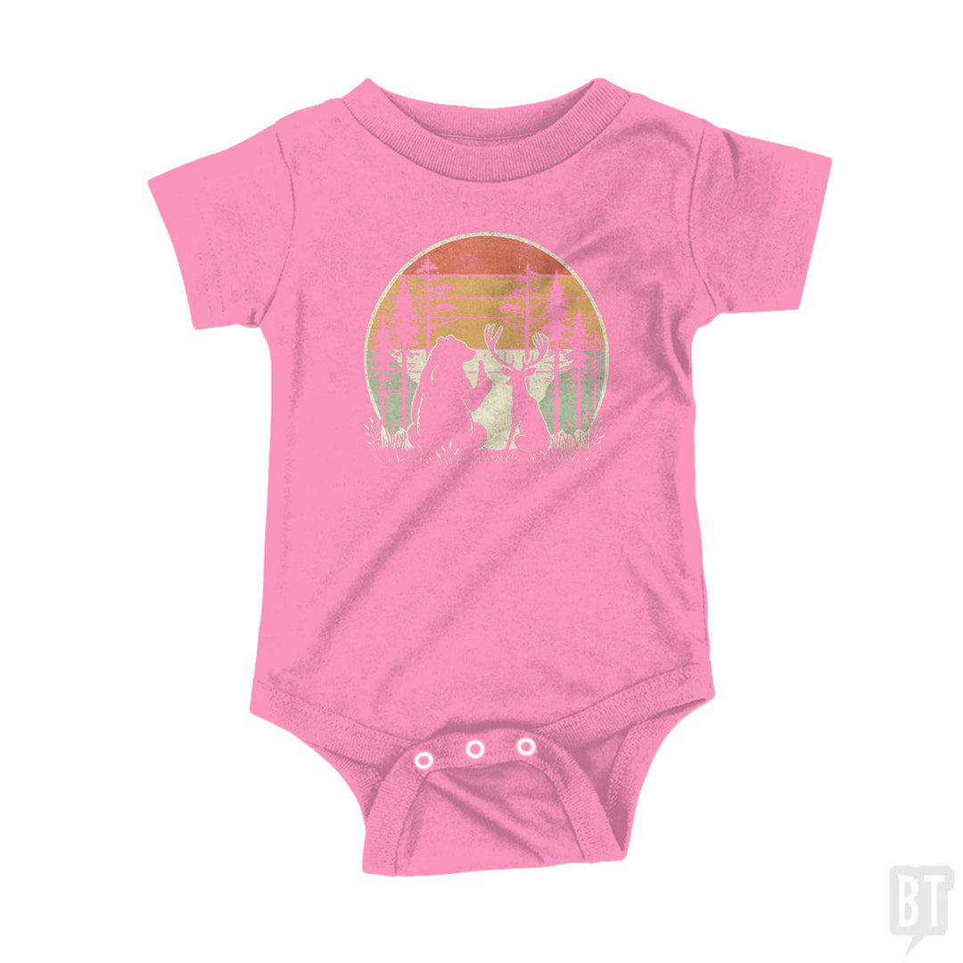 Bear And Deer Share A Beer Baby One-Piece