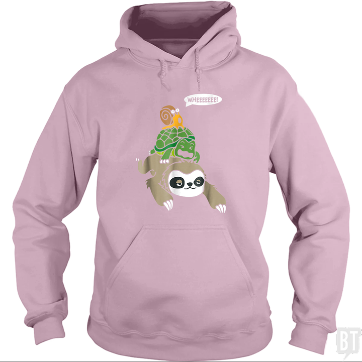 Funny Snail Ridding Turtle Ridding Sloth Hoodie