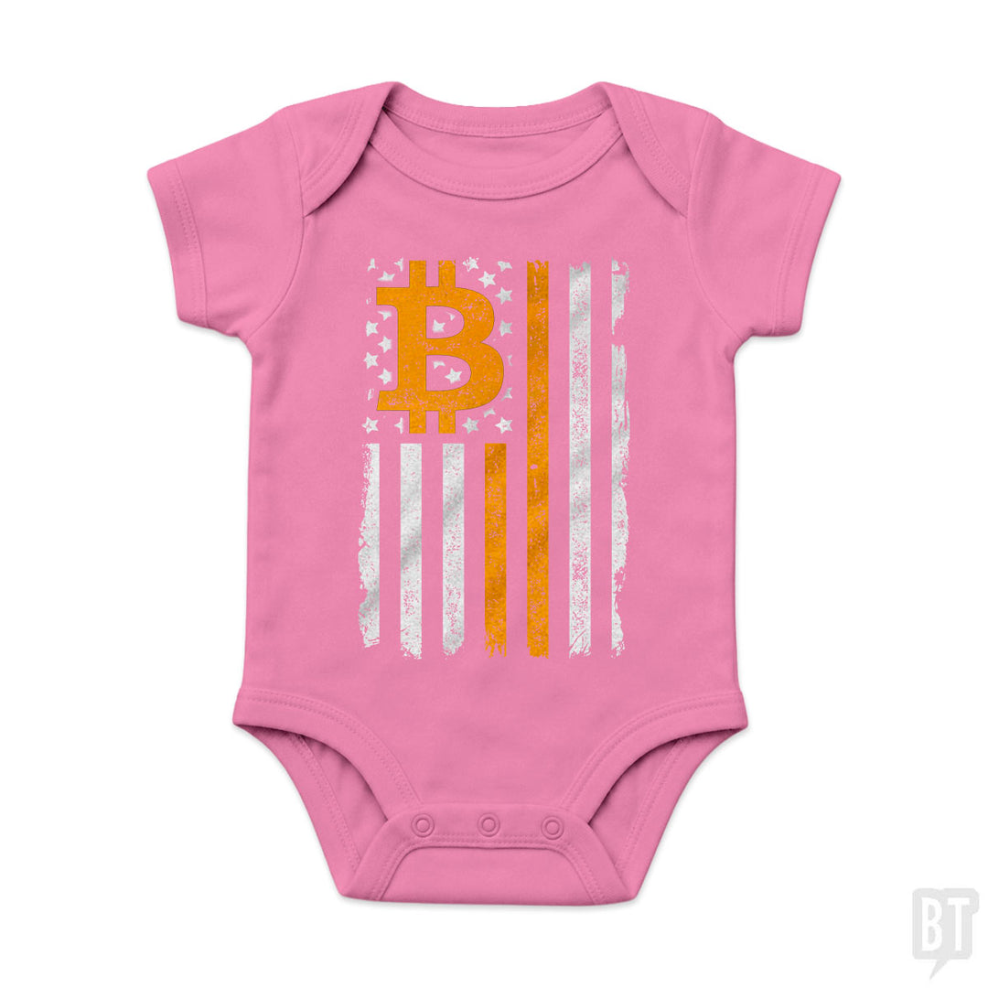 Bitcoin US Flag Baby One-Piece