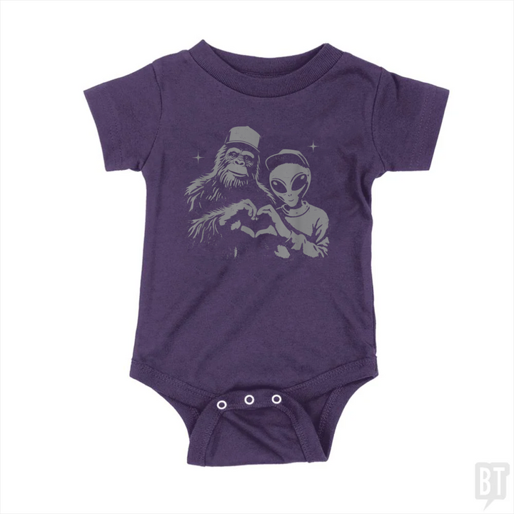Bigfoot And Alien Baby One-Piece
