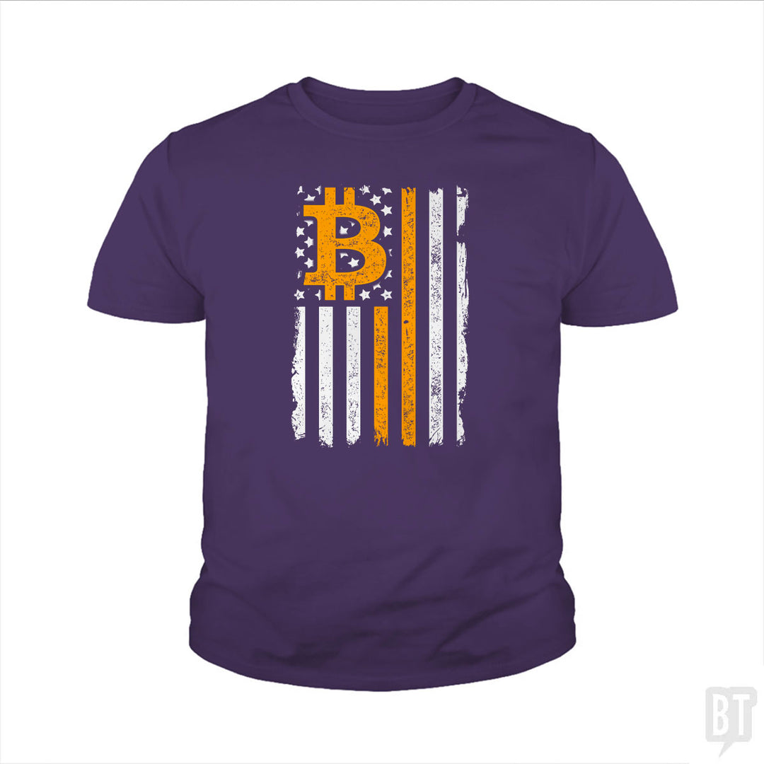 Bitcoin US Flag Kids Shirt