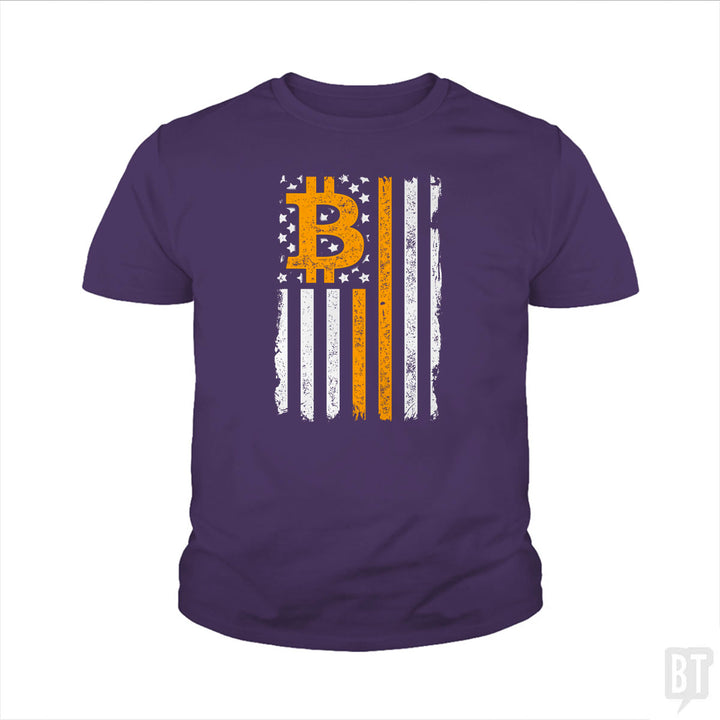 Bitcoin US Flag Kids Shirt