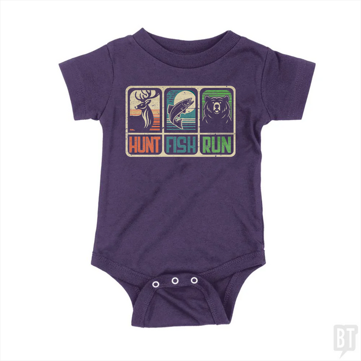 Hunt Fish Run Baby One-Piece