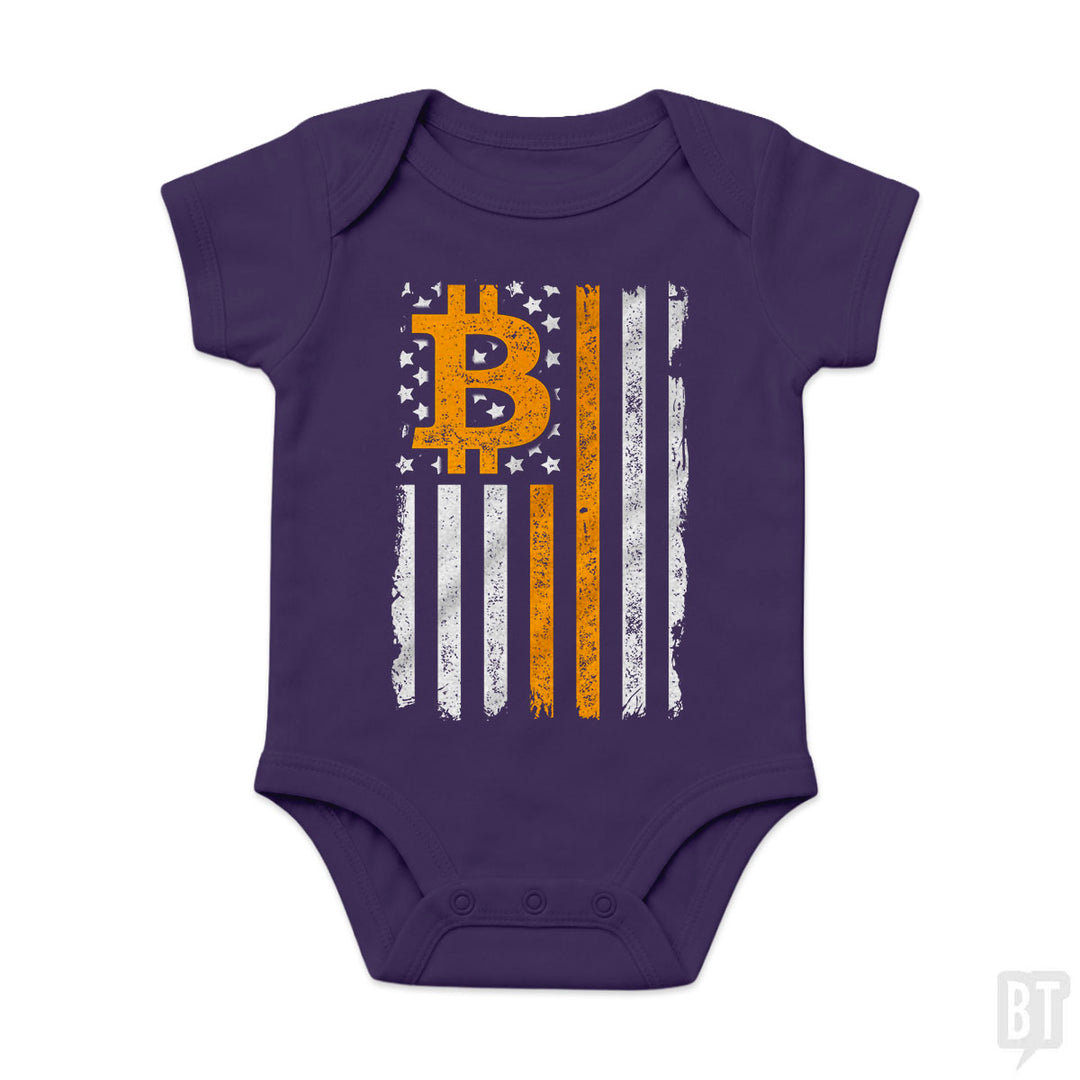 Bitcoin US Flag Baby One-Piece