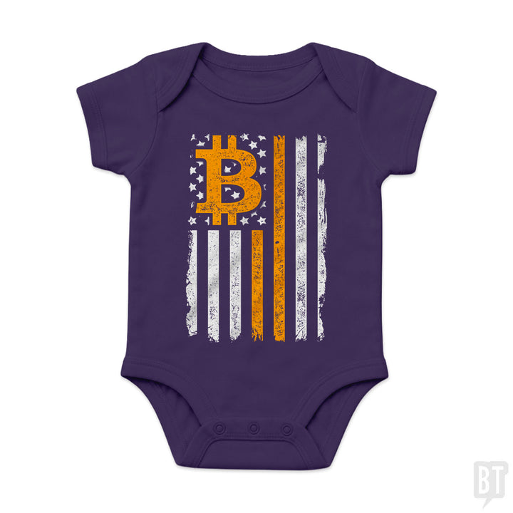 Bitcoin US Flag Baby One-Piece