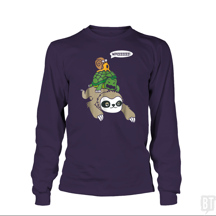 Funny Snail Ridding Turtle Ridding Sloth Long Sleeve