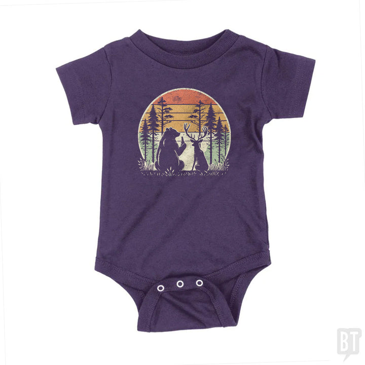Bear And Deer Share A Beer Baby One-Piece