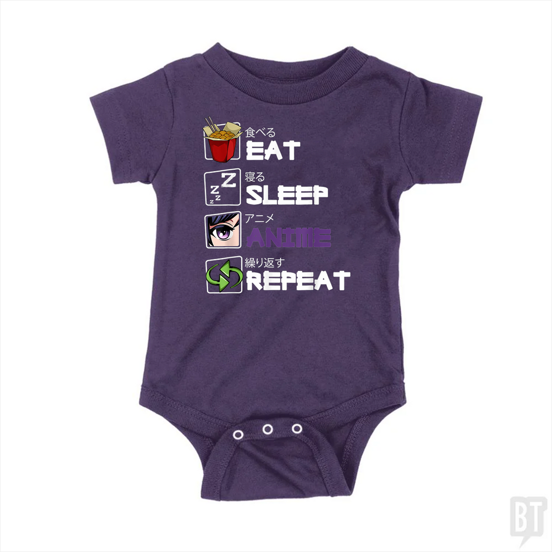 Eat Sleep Anime Repeat Baby One-Piece
