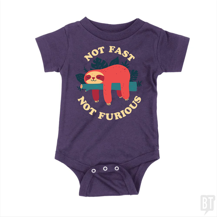 Funny Sloth Not Fast Not Furious Baby One-Piece