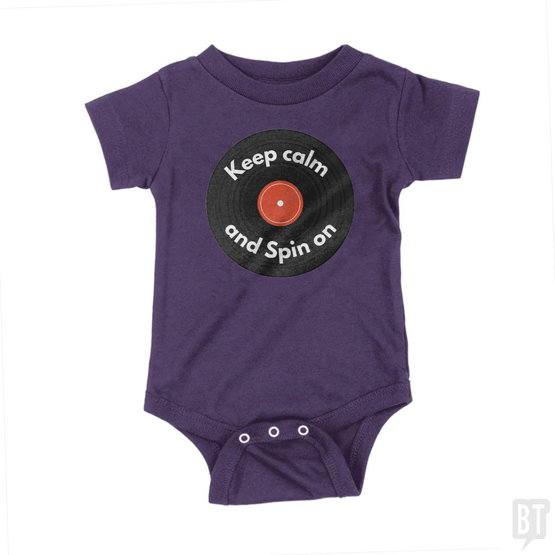 Keep Calm and Spin On Baby One-Piece