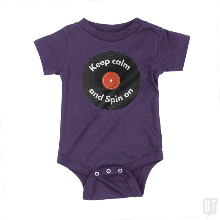 Keep Calm and Spin On Baby One-Piece