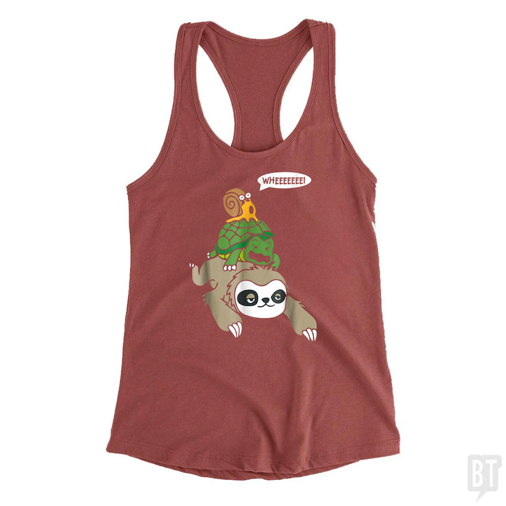 Funny Snail Ridding Turtle Ridding Sloth Tank Top