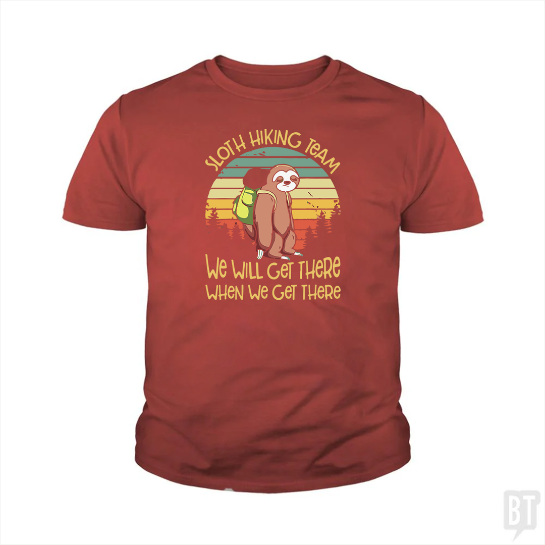 Funny Sloth Hiking Team #2 Kids Shirt