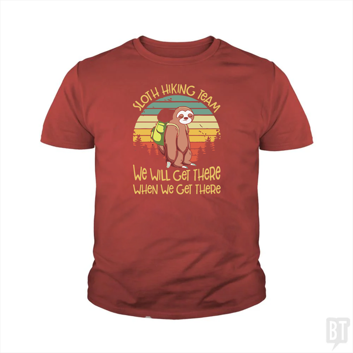 Funny Sloth Hiking Team #2 Kids Shirt