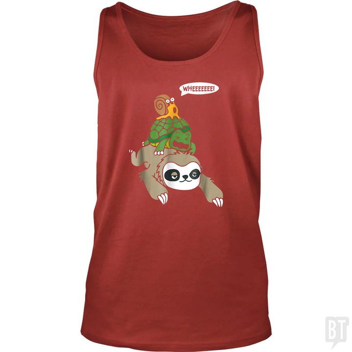 Funny Snail Ridding Turtle Ridding Sloth Tank Top