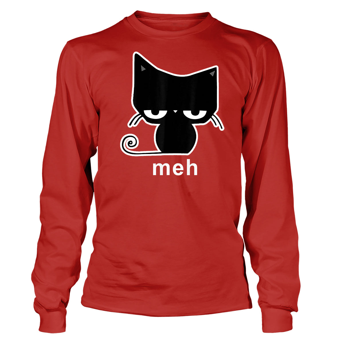 Meh Black Cat Funny Long Sleeve T-Shirt