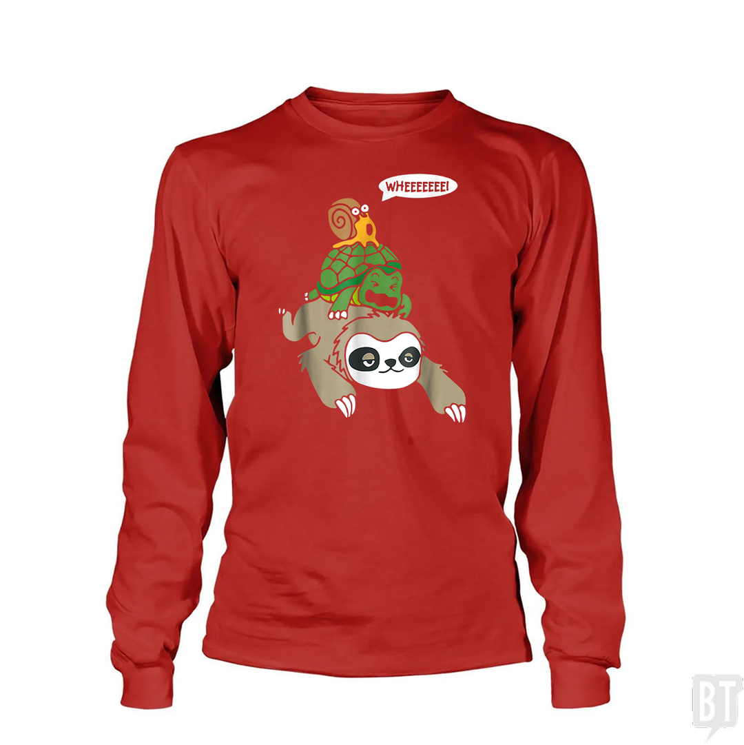 Funny Snail Ridding Turtle Ridding Sloth Long Sleeve