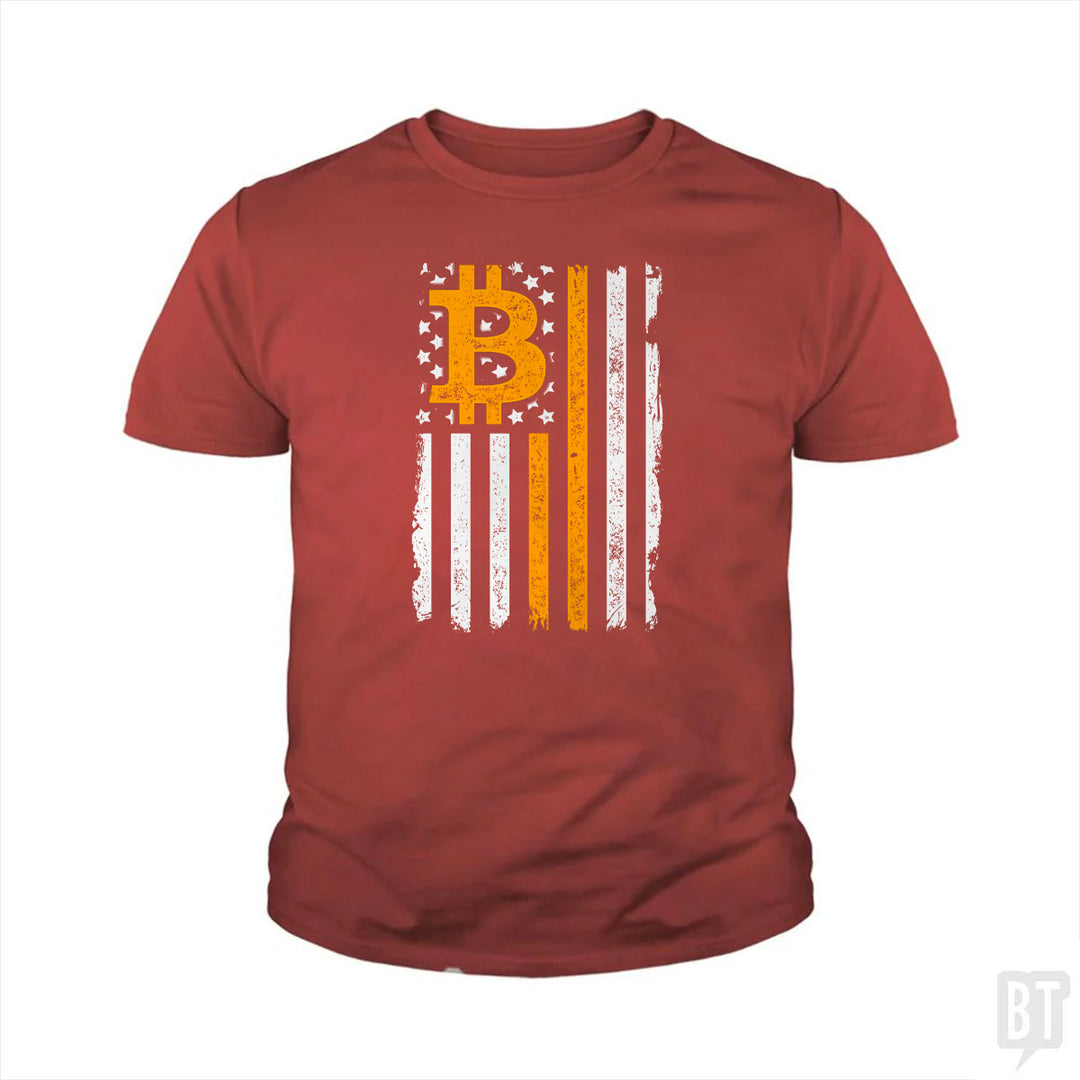 Bitcoin US Flag Kids Shirt