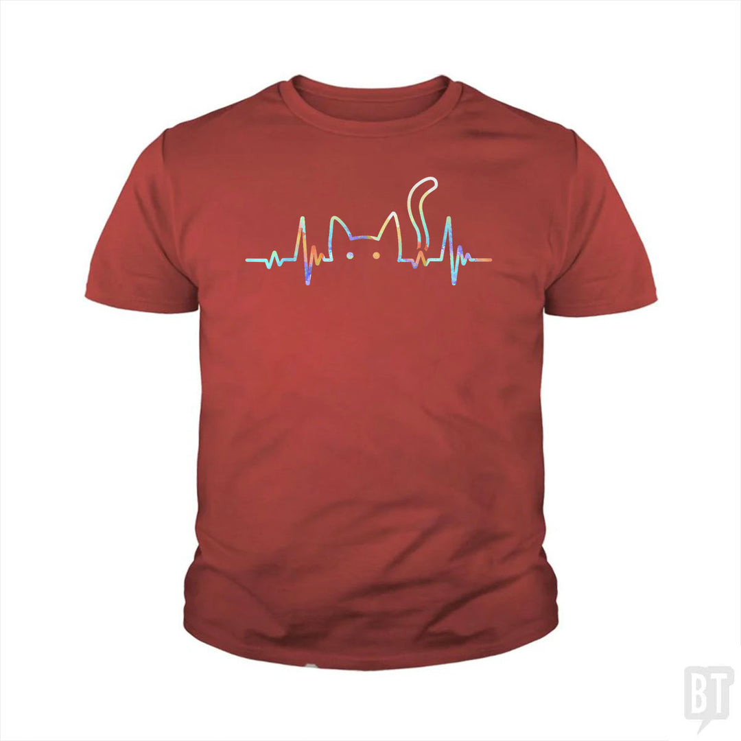 Heartbeat Cat Lover Kids Shirt