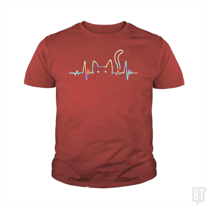 Heartbeat Cat Lover Kids Shirt